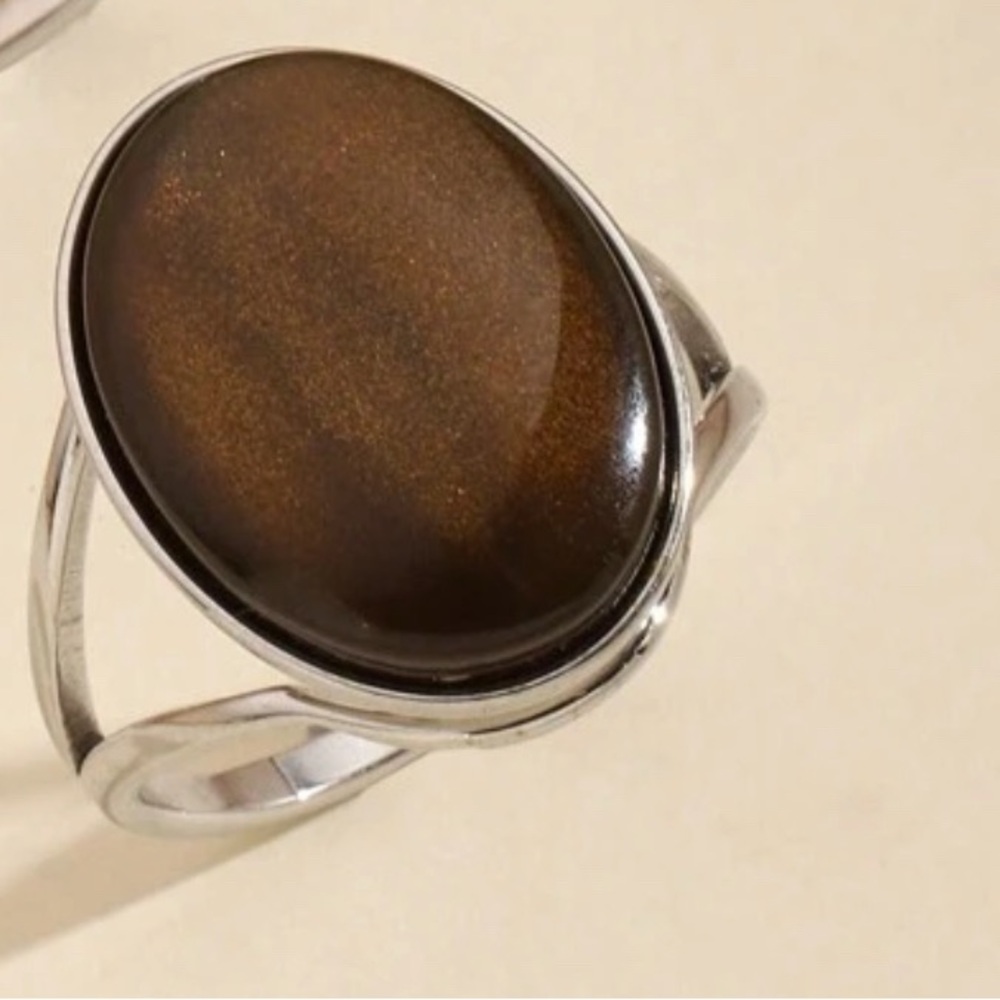 Elegant Brown Stone Silver Ring